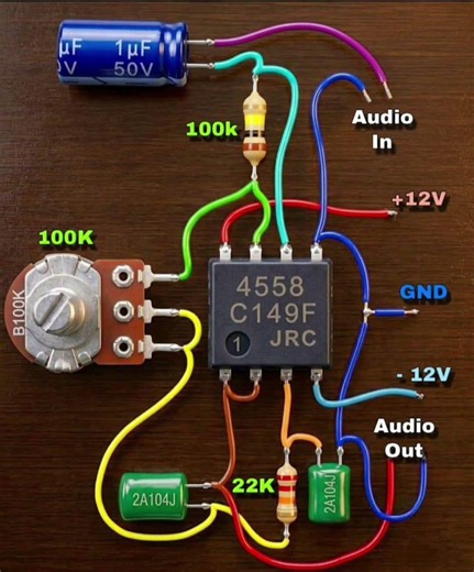 DIY Electronics Guide: Building an Audio Preamplifier Circuit Using a 4558 Operational Amplifier