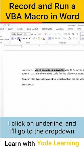 The recording and running of a VBA macro in Microsoft Word