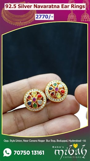 92.5 Silver Navaratna Ear Rings