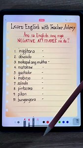 5.4M views · 19K reactions | Ano sa English ang mga NEGATIVE ATTITUDES na ito? 樂 #negative #attitude #filipino #english #translation #expression #vocabulary #learnenglishwithteacheraubrey #aubreybermudez #speakenglish #tips #technique #englishlesson | Learn English with Teacher Aubrey | Facebook