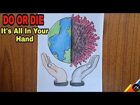 Hands Holding Earth Drawing / Do Or Die Save Earth Drawing Easy For Beginners / Step By step Drawing