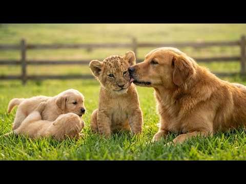 A mother dog raised an orphaned lion cub with her puppies — years later, something shocking happened