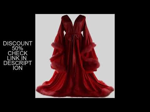 Feather Satin Women Prom Dress Sexy V Neck Full Sleeves Satin Wedding Sleepwear Evening Gown Customi