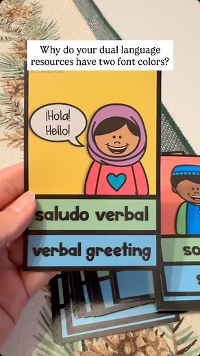 What do you think? 🤔 Learning a new language can take up to 5-7 years. In the dual language classroom, using two different colors for each language is so important. The colors are a visual reminder of the language being used. This allows student to process and organize the language information much more quickly. It allows students to recognize the patterns of the Spanish and English language. Creating the distinction with the colors also allows for student to compare and contrast the two langua