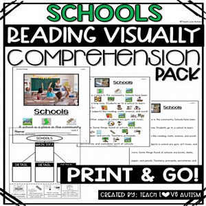 School Reading Comprehension Passages & Questions with Visuals