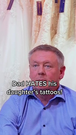 Dad learns that his daughter has a full sleeve tattoo for the first time when she tries on wedding dresses! #sayyestothedress #sayyes #wedding #bride #tattoo