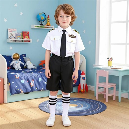 Kids Air Force Pilot Costume, Airline Crew Role Play Outfit - Etsy UK
