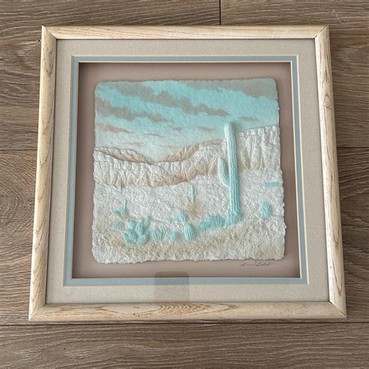 Vintage 1990 Figi Graphics 3D Cast Paper Art – “desert Cactus” by Wess, Framed Southwestern Wall Decor - Etsy