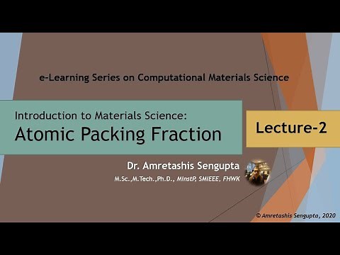 Introduction to Materials Science Lecture-2: Atomic Packing Fraction