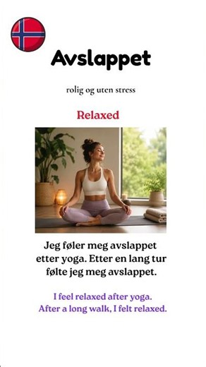 Learn Norwegian: Avslappet. #norwegianvocabulary #learnnorwegian #lærnorsk #norskkurs