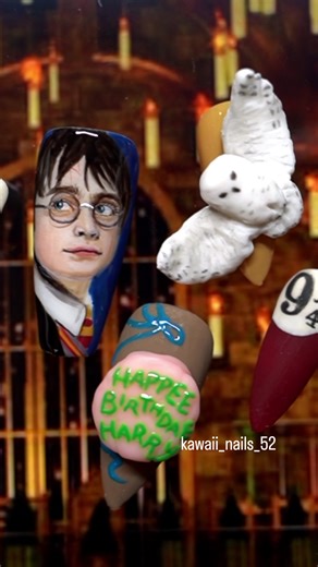 I painted Harry Potter today😊 Realized it’s not the same nail shape as the others after finishing it though🤫Lol #harrypotter #harrypotternails #portraitnails #hogwarts #danielradcliff