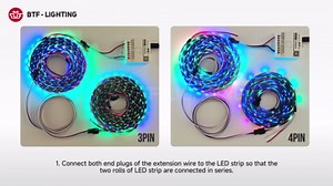 BTF-LIGHTING 5 Pack 20AWG 4 Pin JST SM Male Female Plug LED Connector 1.64ft(0.5m) Extension Cable for WS2815 WS2805 SK9822 WS2801 etc SPI FCOB SMD LED Strip Lights Solderless Controller Wire