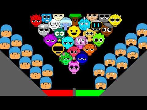 NEW SPRUNKI POCOYO Phase 1 VS Phase 2 VS SPRUNKI Marble Race Tournament in Algodoo!