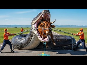 Brave Heroes Save a Cow From Giant Python–Cobra Attack! #cow #animals #saveanimals