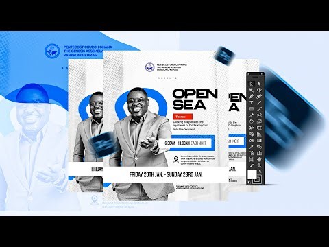 2-Color Magic (Black & Blue): Design a Church Flyer Using Photoshop - For Beginners.