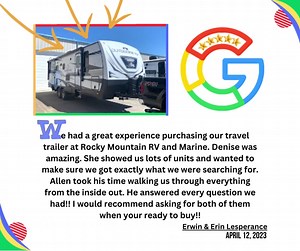 11K views | Thanx for the Great picture & review Erwin & Erin! Safe travels in your new camper... | Rocky Mountain RV & Marine | Facebook
