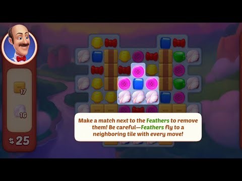 Homescapes make a match next to the feathers to remove them new update from homescapes game 😱😱