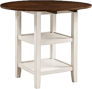 Lexicon Thompson Two Tone Round Counter Height Drop Leaf Table, 42" Dia. x 36" H, Dark Cherry/Whitewash