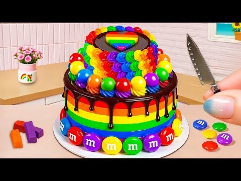 Satisfying Mini Rainbow Buttercream Chocolate Cake 🍰 ASMR Cake Decorating Recipes 🌻 How To Cake