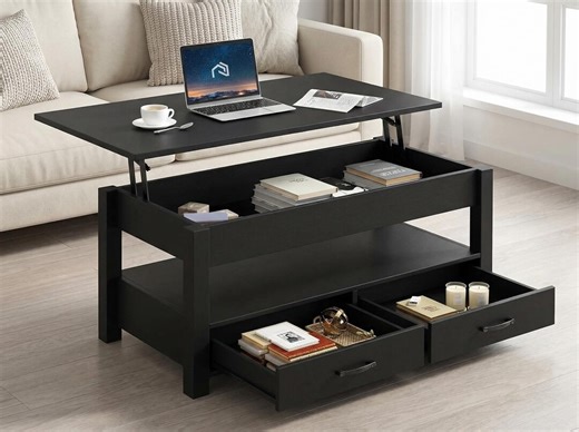 Lift Top Coffee Table With Hidden Storage, Wooden Coffee Table With Drawers, Retro Industrial Living Room Table, Modern Storage Coffee Table - Etsy