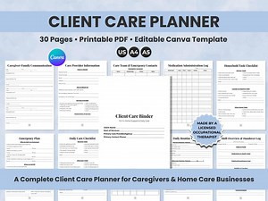 Client Care Planner | Home Care Forms & Caregiver Binder | Senior Care Templates, Daily Logs, Medical Tracker | Home Care Business Forms - Etsy