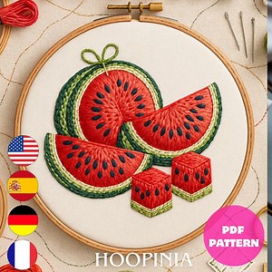 Watermelon Hand Embroidery Pattern PDF Botanical DMC Guide Beginner Hoop Wall Art Design - Etsy
