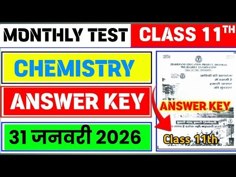 Class 11 Chemistry Monthly Test Answer Key |31 January Monthly Test Answer Key|Class 11 Monthly Test