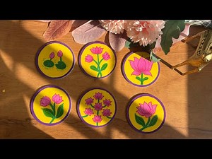 How to make aesthetic painted coasters ✨ (DIY Home Decor)| Most satisfying coaster painting 🎨🖌️#art