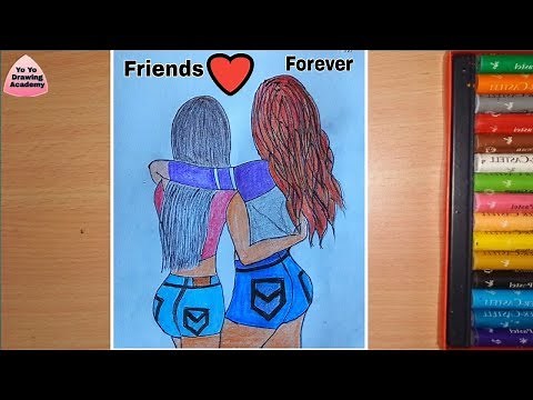 How To Draw Two Friends Hugging Each other || Best friends ❤ pencil Sketch Tutorial