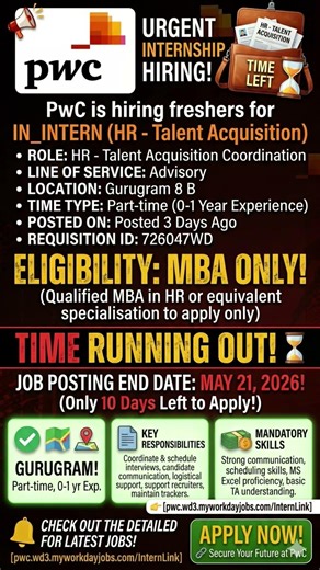 🚀 PwC Internship Alert:HR Career #internship Talent#hiring2026 #shorts #trending #tech#viral