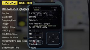 DSO-TC3 Handheld Digital Oscilloscope 3 in 1 Handheld Oscilloscope, DDS Signal Generator and Transistor Tester, 500Khz Bandwidth 10MSa/s Sampling Rate, 6 Types of Waveforms, Transistors Measure