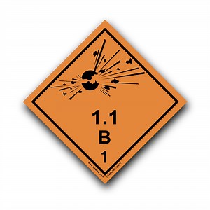 Class 1 Explosive 1.1B Hazard Warning Diamond Label - Code J001B