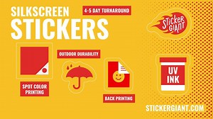 Silkscreen Stickers are the most sturdy of all our stickers, lasting up to four years outdoors. Printed using spot colors, you may select up to four colors, not including white. These stickers also give you the option to print on the back! You can also expect a FAST 4-5 day turnaround on these stickers. | StickerGiant | Facebook