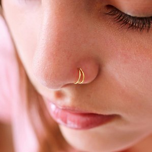 Double Nose Ring für ein Piercing, Nasenpiercing Doppelring, Gold Nasenring, Silber Nasenring, Rosegold Nasenpiercing - Etsy Schweiz