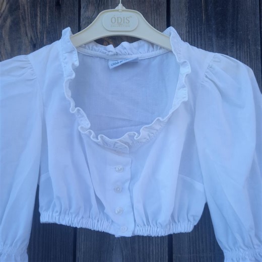 90s Dirndl Top Women Trachten Blouse National Folk Crop Shirt Oktoberfest Clothing Cotton Tyrolean Austrian Festival Clothes Boho XS 32 - Etsy