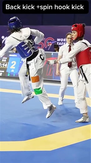 Back kick + jump spin kick #martial arts #shorts