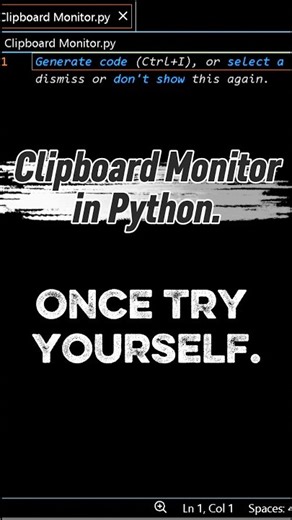 Python Clipboard Monitor 🔥 Track Anything You Copy in Real Time | Mini Project #shorts #shortsfeed