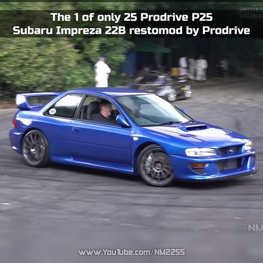 The Prodrive P25 is a Subaru Impreza 22B restomod powered by 2.5 liter turbocharged boxer four that uses a modern block and Prodrive internals, making 400hp. Power gets to all four wheels via a sequential transmission control via a single paddle mounted next to the steering wheel. | NM2255