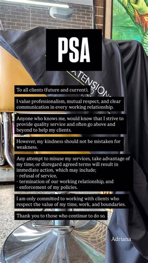 PSA 📣 To all clients, Let me be clear: I take pride in providing reliable service and treating my clients with respect and professionalism. I often go the extra mile to ensure things run smoothly. However, my kindness and willingness to help should never be mistaken for weakness. Any attempt to misuse my services, ignore agreed terms, waste my time, or take advantage of my professionalism will not be tolerated. If this occurs, I will immediately refuse further service and end the working relati