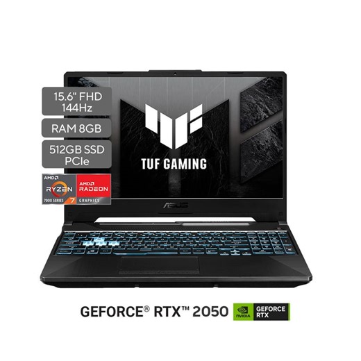 PortÃ¡til ASUS TUF Gaming A15 | GeForce RTX 2050 | AMD Ryzen 7 | 8GB de RAM | 512G SSD de almacenamiento |  Windows 11 | 15.6 Pulgadas | FA506NFR-HN007W | Computador portÃ¡til Gamer ASUS | falabella.com