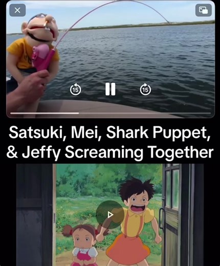 Satsuki, Mel, Shark Puppet, & Jeffy Screaming Together #myneighbortotoro #sml #sharkpuppet #satsukiandmei #jeffysml