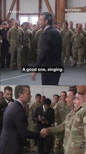 Hegseth speaks to U.S. troops in Sainte-Mère-Eglise, France