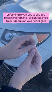 The #1 question I get: What do they look like at night? The answer? Nothing. They’re outline designs, not solid shapes, so they don’t block light. Headlights pass right through. So why put them on? Details. If you get it, you get it. Car girls know. 🤩 #cardecals #decals #carstickers #caraccessories | DC Prints