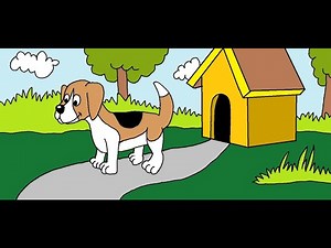 Drawing beagle pet dog with paint app.