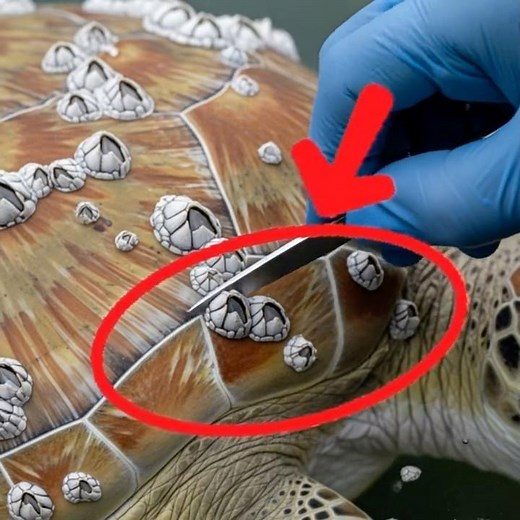 REMOVE BARNACLES OFF TURTLE'S SHELL - helping helpless sea turtle #shorts #turtle #oceanlife