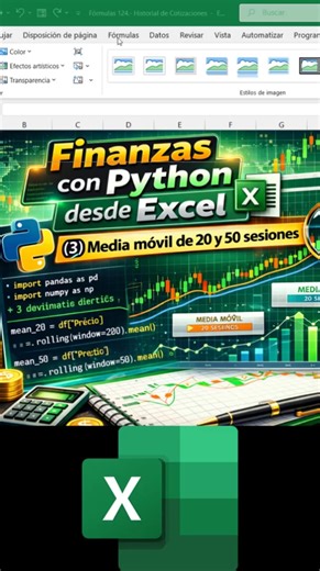 🔥 Mobile Media of 20 and 50 Sessions with #Python from #Excel #finance #trading #tutorial #stockm...