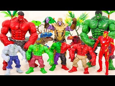 Hulk Smash Toys Collection Go ~! Green Hulk, Red Hulk Vs Thanos, Dinosaurs
