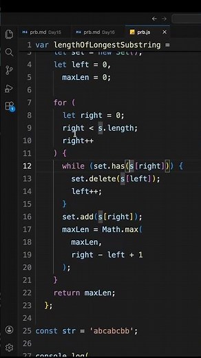 Longest Substring Without Repeating Characters 🔥 #coding #javascript #viral