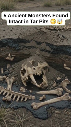 5 Ancient Monsters Found Intact in Global Tar Pits 🦴 🤯😱 #shorts #unrealsecrets #prehistoric #animals