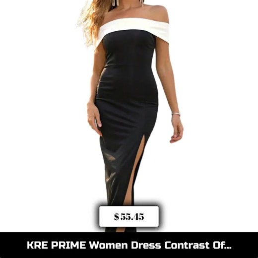 Your style should never be a compromise! ✨👗 Introducing the KRE PRIME Women’s Dress Contrast Off-Shoulder Slit Dress—a stunning blend of elegance and edge. This beautiful dress features a stylish off-shoulder design and a daring slit that will have you feeling confident and ready for any occasion. Perfect for brunch with friends or a night out on the town! And at just $55.45, it’s a steal that reflects our commitment to sustainability and ethical fashion. 🌿💖 Hurry! Your new favorite dress is 